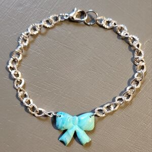 Turquoise Bow Silver Bracelet